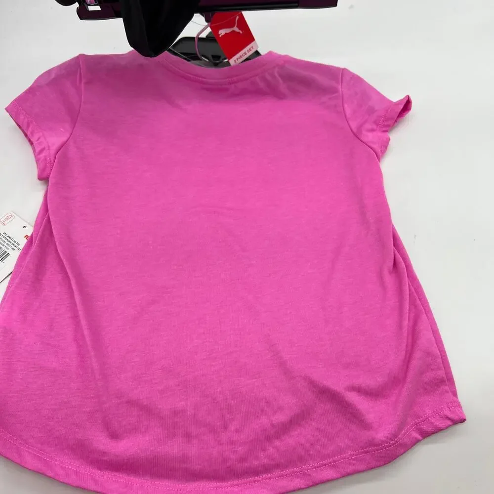 PUMA Girls Pink Logo T Shirt & Black Skort Size Medium Athletic Sports
